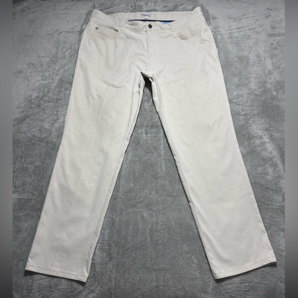 Peter Millar Oants Mens 38x32 Ivory EB66 Performance Five Pocket Golf Preppy